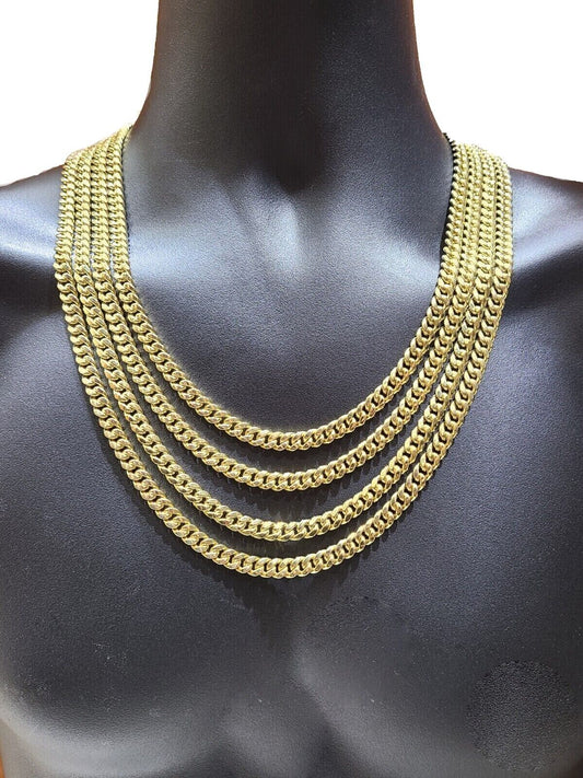 Real 10K Yellow Gold Miami Cuban Chain 7mm Necklace 20 - 30'' Inches Box 10kt - GoldenlinQ