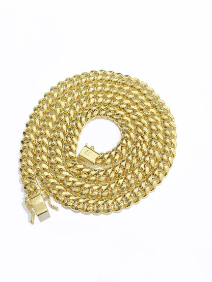 Real 10K Yellow Gold Miami Cuban Chain 7mm Necklace 20 - 30'' Inches Box 10kt - GoldenlinQ