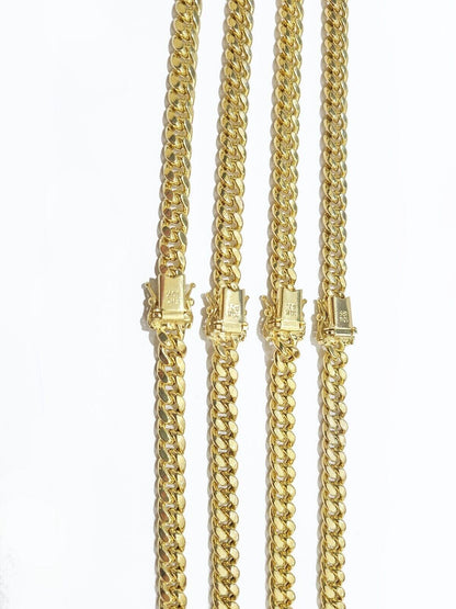 Real 10K Yellow Gold Miami Cuban Chain 8mm Necklace 18 - 30'' Inches Box 10kt - Reva Jeweler