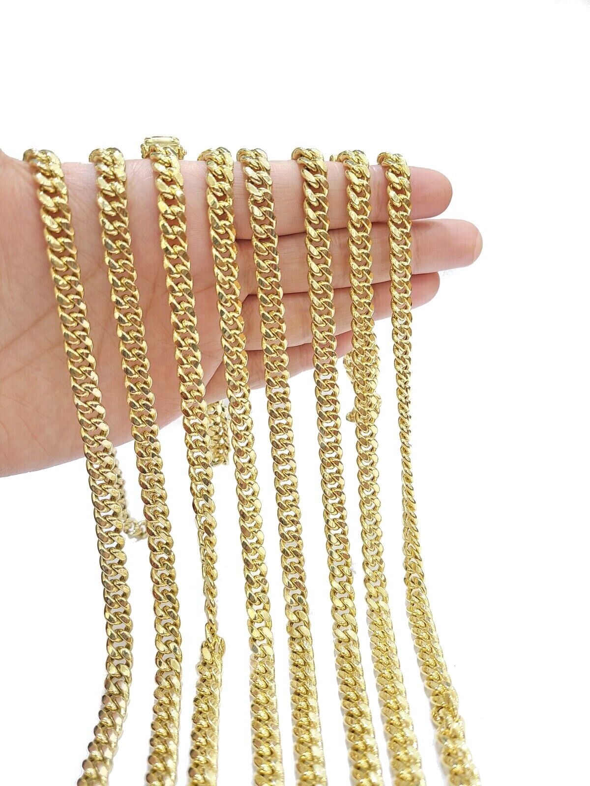 Real 10K Yellow Gold Miami Cuban Chain 8mm Necklace 18 - 30'' Inches Box 10kt - Reva Jeweler