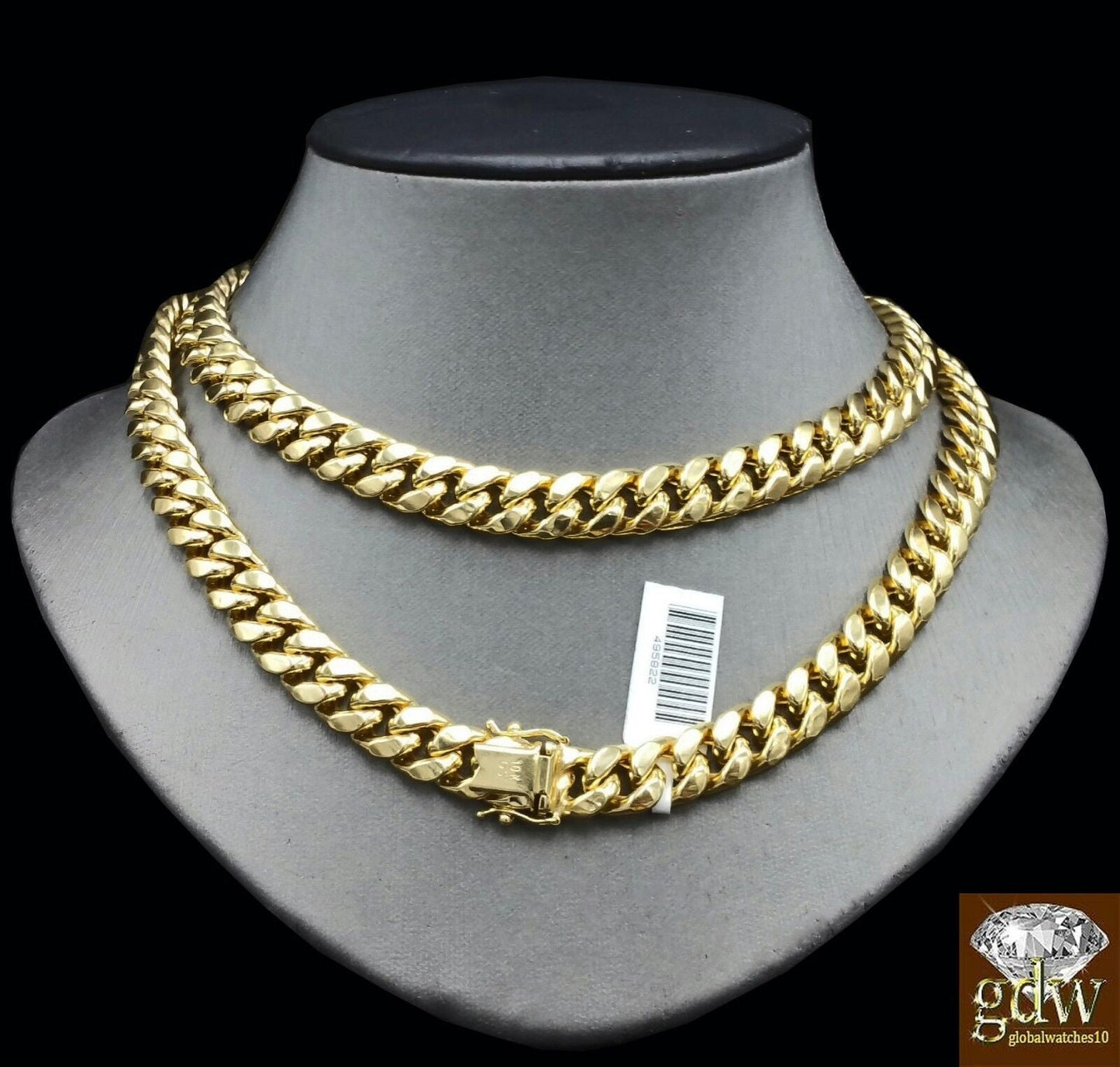 Real 10K Yellow Gold Miami Cuban Chain Necklace 9mm 28" Box Lobster Clasp - Reva Jeweler
