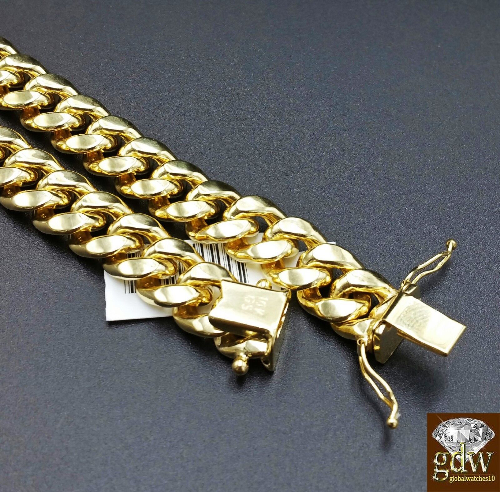 Real 10K Yellow Gold Miami Cuban Chain Necklace 9mm 28" Box Lobster Clasp - Reva Jeweler
