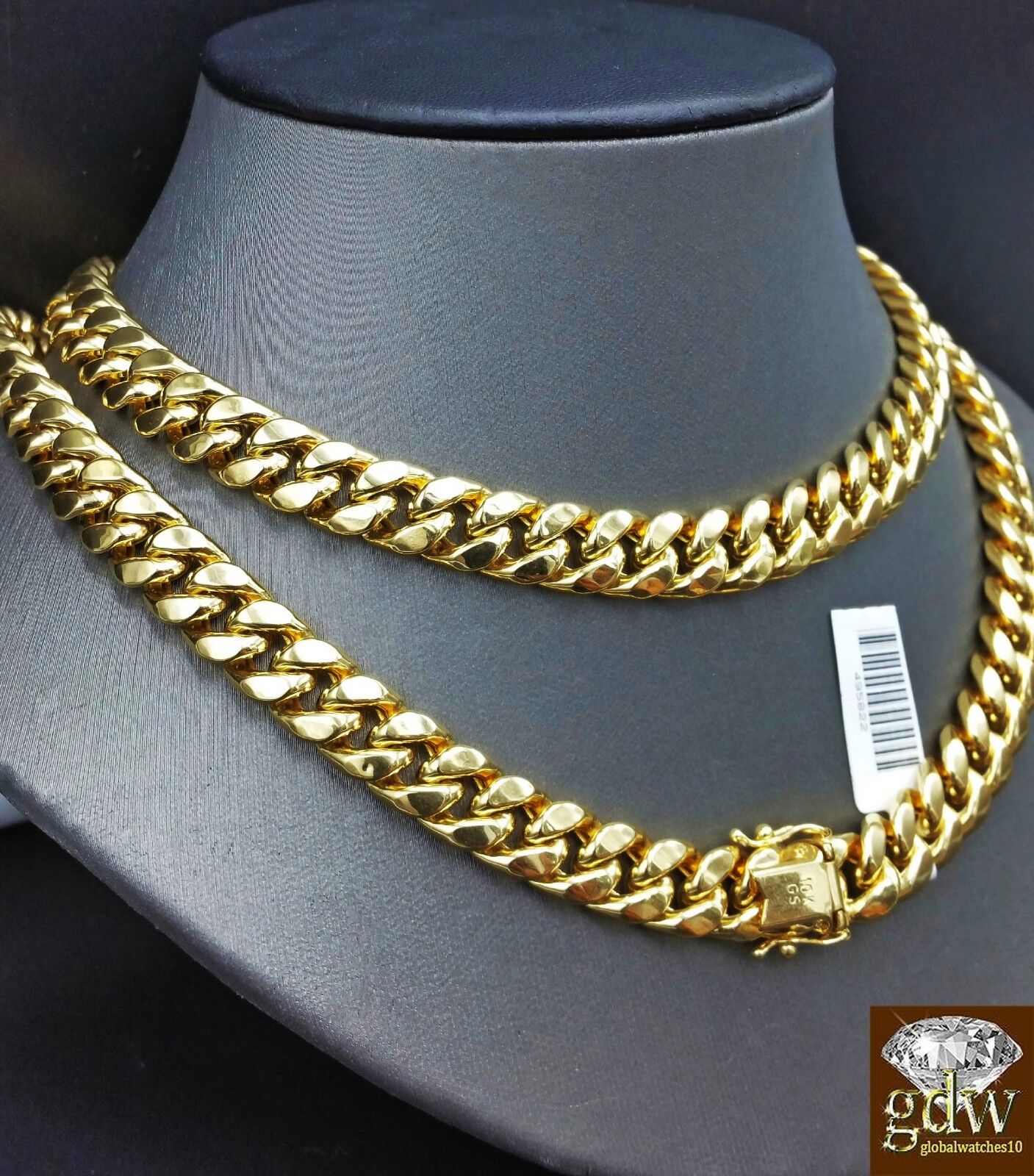Real 10K Yellow Gold Miami Cuban Chain Necklace 9mm 28" Box Lobster Clasp - Reva Jeweler