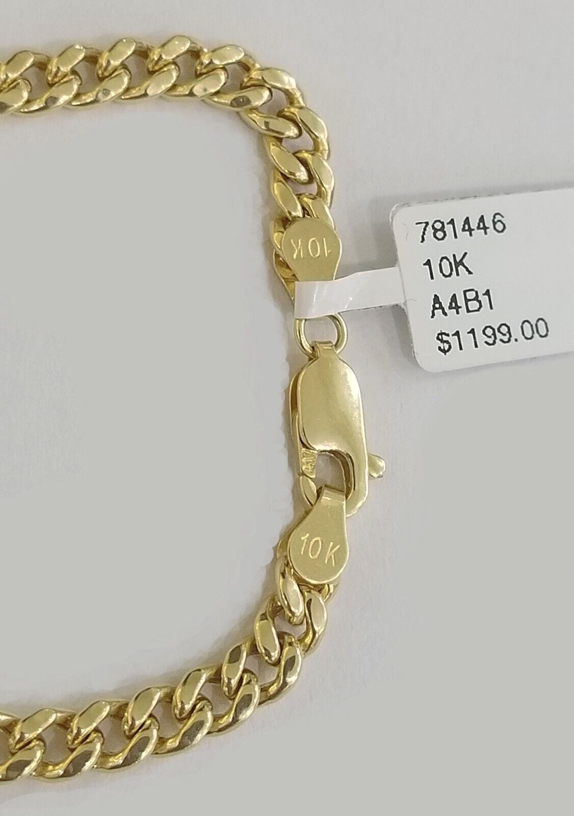 Real 10k Yellow Gold Miami Cuban Link 4mm Bracelet 8" Men Women 10kt - Reva Jeweler