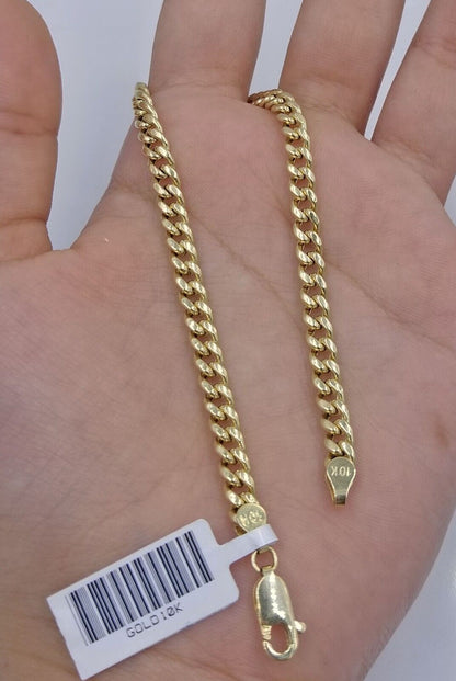 Real 10k Yellow Gold Miami Cuban Link 4mm Bracelet 8" Men Women 10kt - Reva Jeweler