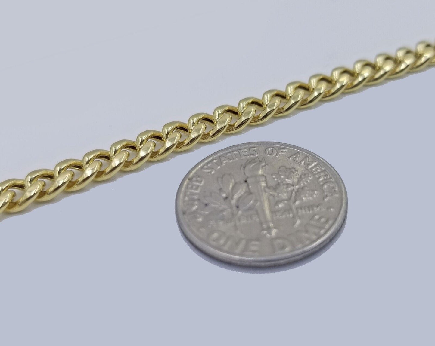 Real 10k Yellow Gold Miami Cuban Link 4mm Bracelet 8" Men Women 10kt - Reva Jeweler