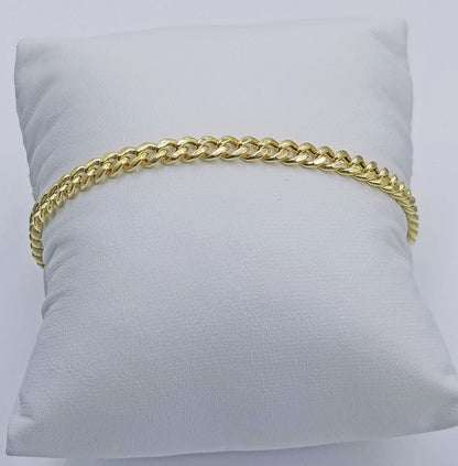 Real 10k Yellow Gold Miami Cuban Link 4mm Bracelet 8" Men Women 10kt - Reva Jeweler