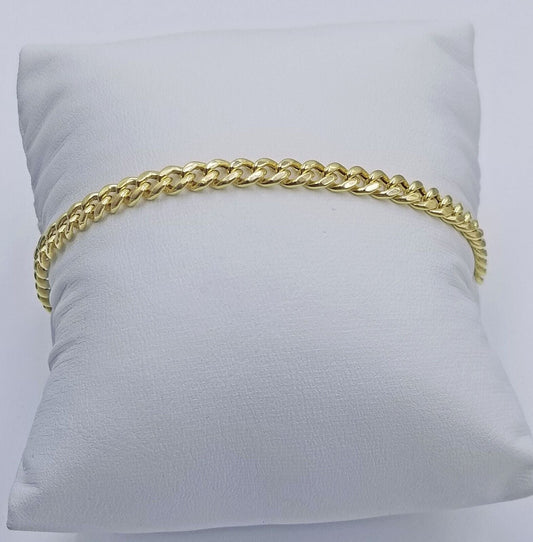 Real 10k Yellow Gold Miami Cuban Link 4mm Bracelet 8" Men Women 10kt - Reva Jeweler
