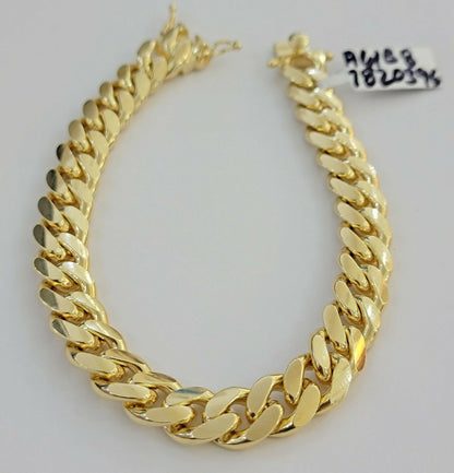 Real 10K Yellow Gold Miami Cuban Link Bracelet 11mm "9, Men's 10kt Strong SOLID - Reva Jeweler