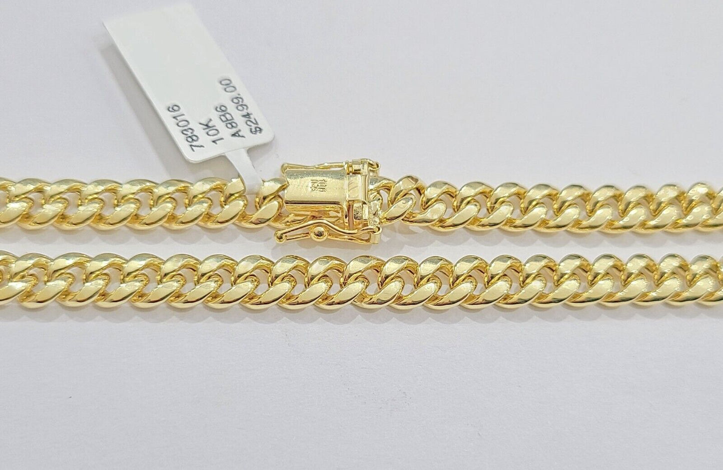 Real 10k Yellow Gold Miami Cuban Link Bracelet 7.5" inch 6mm Box Lock Men Women - Reva Jeweler