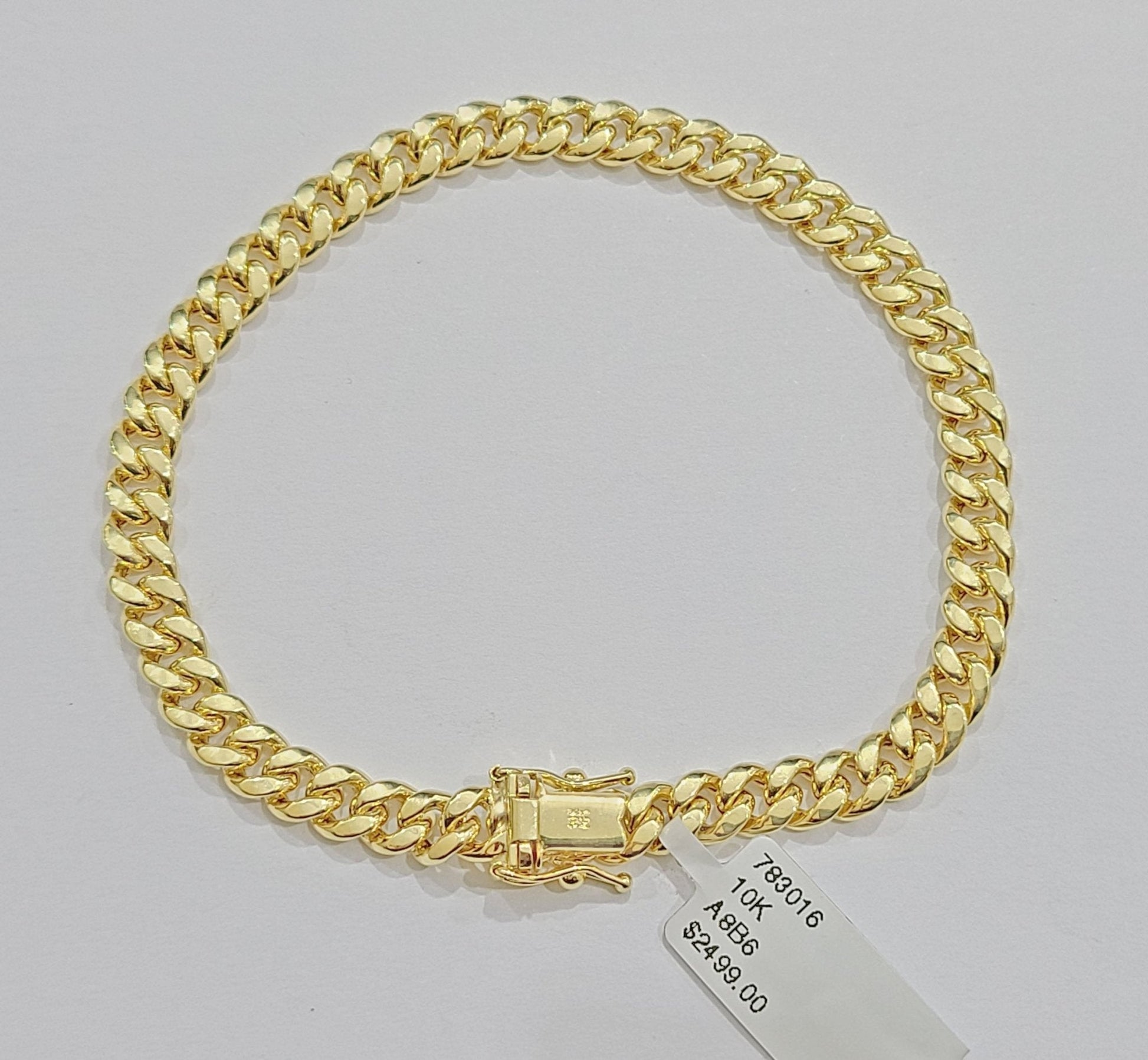Real 10k Yellow Gold Miami Cuban Link Bracelet 9" inch 6mm 10kt Box Lock Men - Reva Jeweler