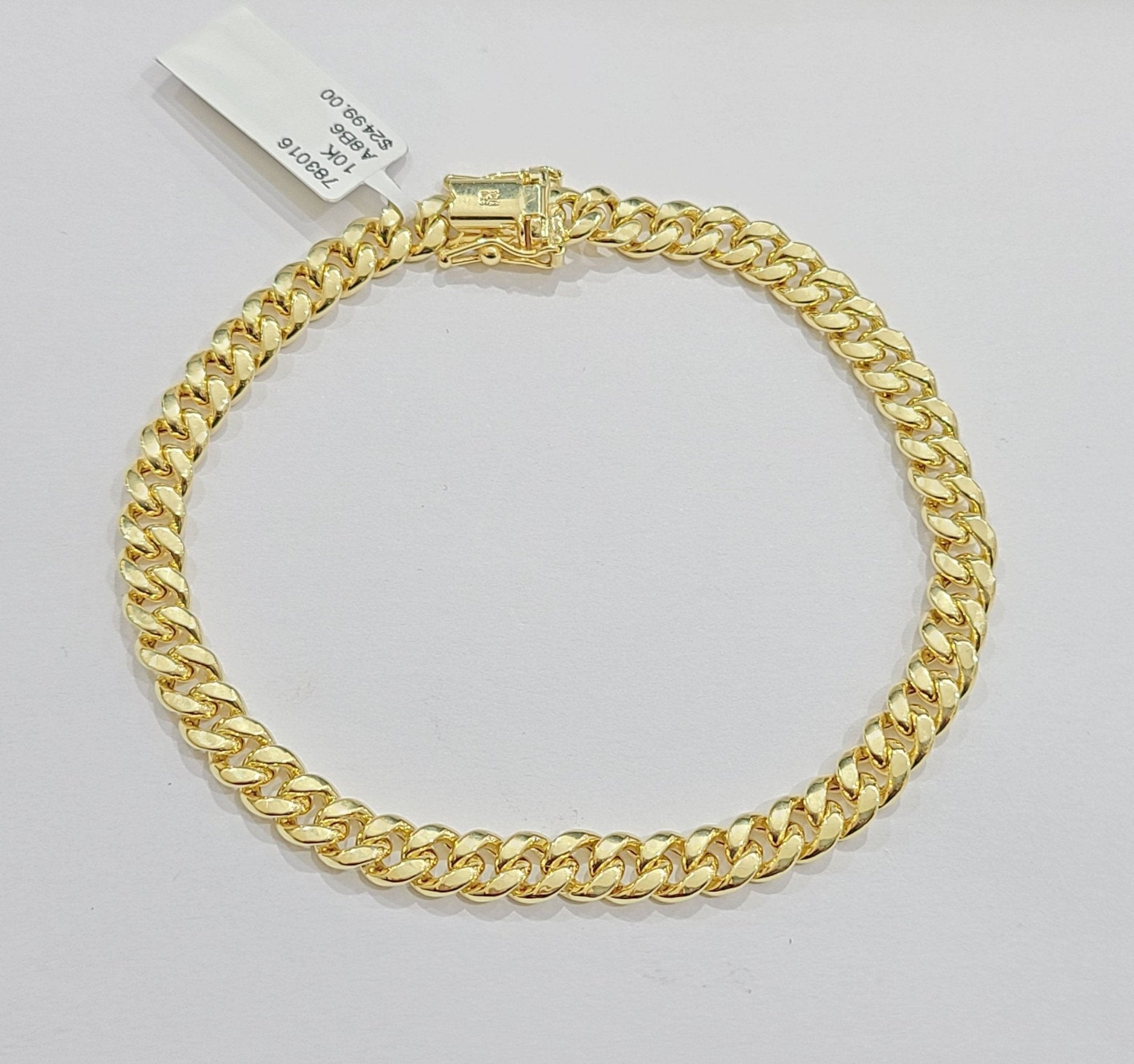 Real 10k Yellow Gold Miami Cuban Link Bracelet 9" inch 6mm 10kt Box Lock Men - Reva Jeweler