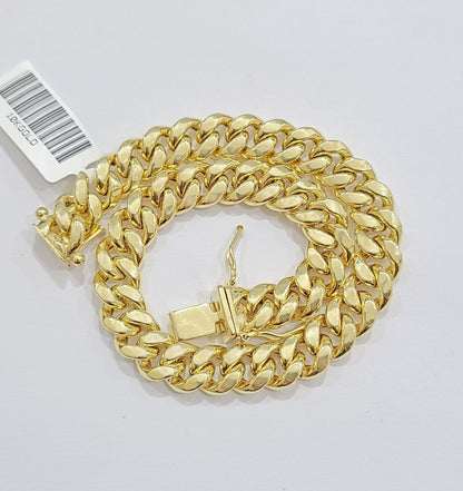 Real 10k Yellow Gold Miami Cuban Link Bracelet 9" inch 8mm 10kt Box Lock Men - Reva Jeweler