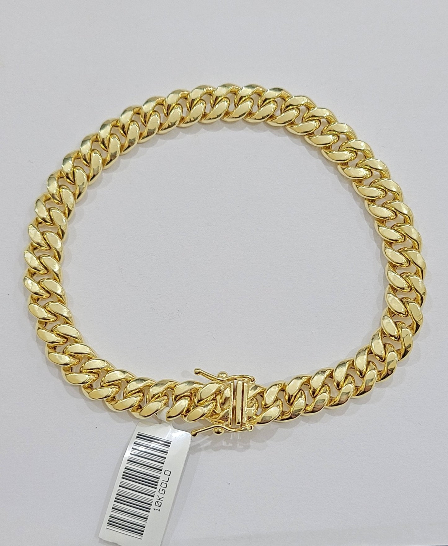Real 10k Yellow Gold Miami Cuban Link Bracelet 9" inch 8mm 10kt Box Lock Men - Reva Jeweler