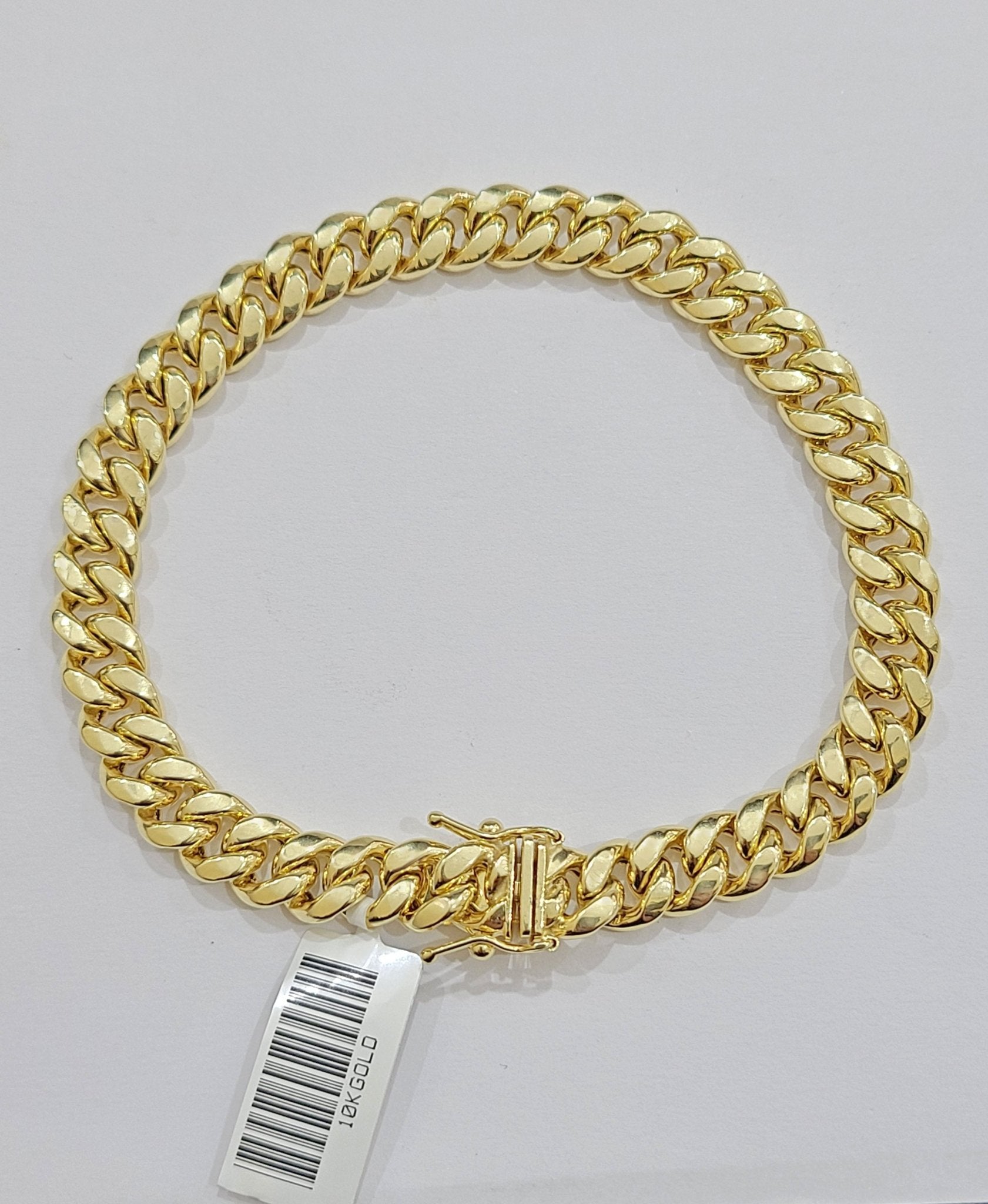 Real 10k Yellow Gold Miami Cuban Link Bracelet 9" inch 8mm 10kt Box Lock Men - Reva Jeweler