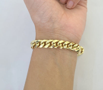 Real 10k Yellow Gold Miami Cuban Link Bracelet 9 Inch 8mm Box Lock Clasp Link - Reva Jeweler