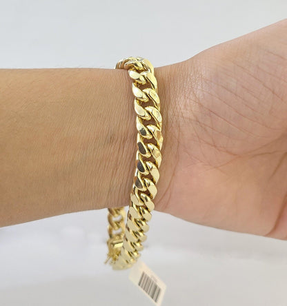 Real 10k Yellow Gold Miami Cuban Link Bracelet 9 Inch 8mm Box Lock Clasp Link - Reva Jeweler