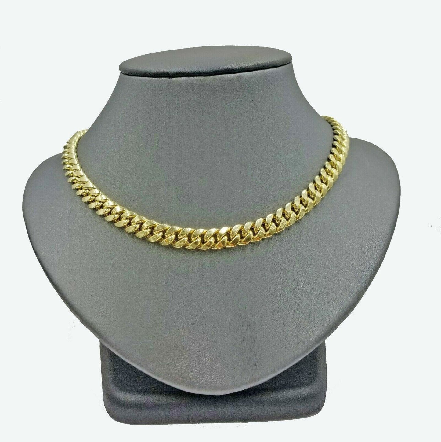 Real 10K Yellow Gold Miami Cuban Link Chain 8mm 22" Box Lock Necklace Men Women - Reva Jeweler