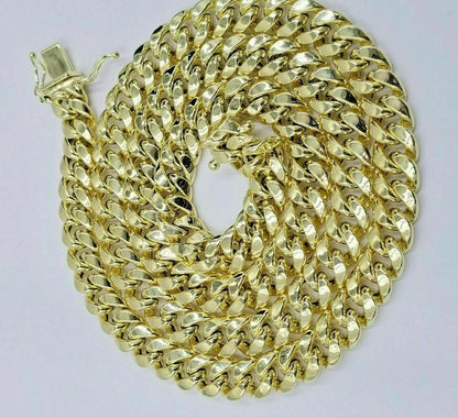 Real 10K Yellow Gold Miami Cuban Link Chain 8mm 22" Box Lock Necklace Men Women - Reva Jeweler