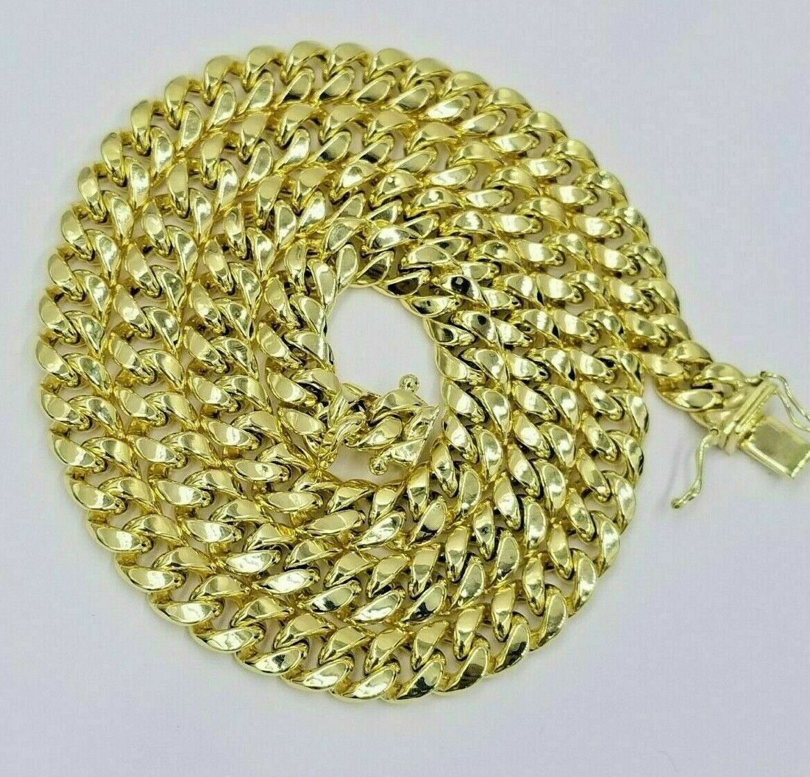 Real 10K Yellow Gold Miami Cuban Link Chain 8mm 22" Box Lock Necklace Men Women - Reva Jeweler