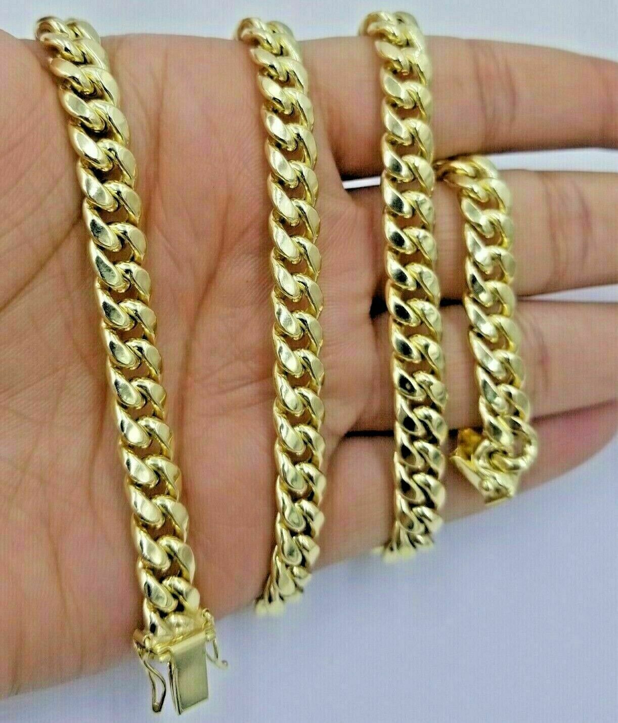 Real 10K Yellow Gold Miami Cuban Link Chain 8mm 22" Box Lock Necklace Men Women - Reva Jeweler