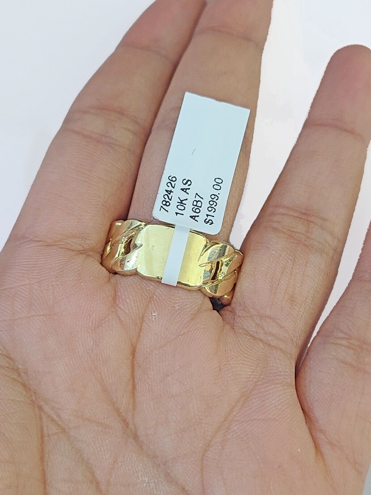 REAL 10K Yellow Gold Miami Cuban Ring Band Style Rings Men Women Pinky - Reva Jeweler