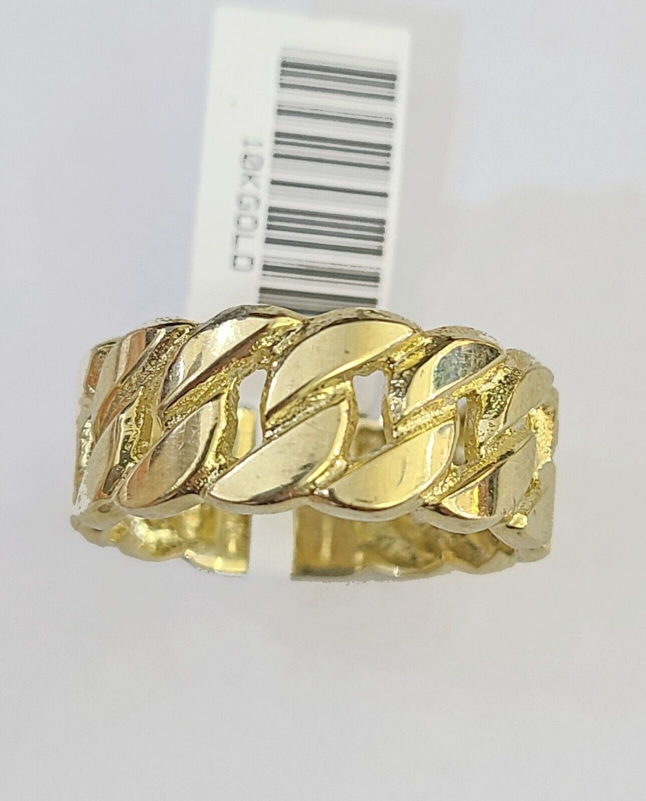 REAL 10K Yellow Gold Miami Cuban Ring Band Style Rings Men Women Pinky - Reva Jeweler