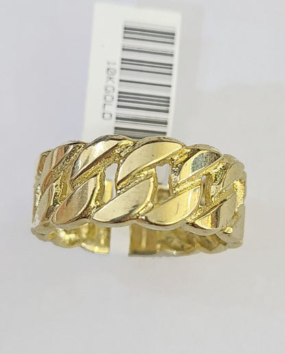REAL 10K Yellow Gold Miami Cuban Ring Band Style Rings Men Women Pinky - Reva Jeweler