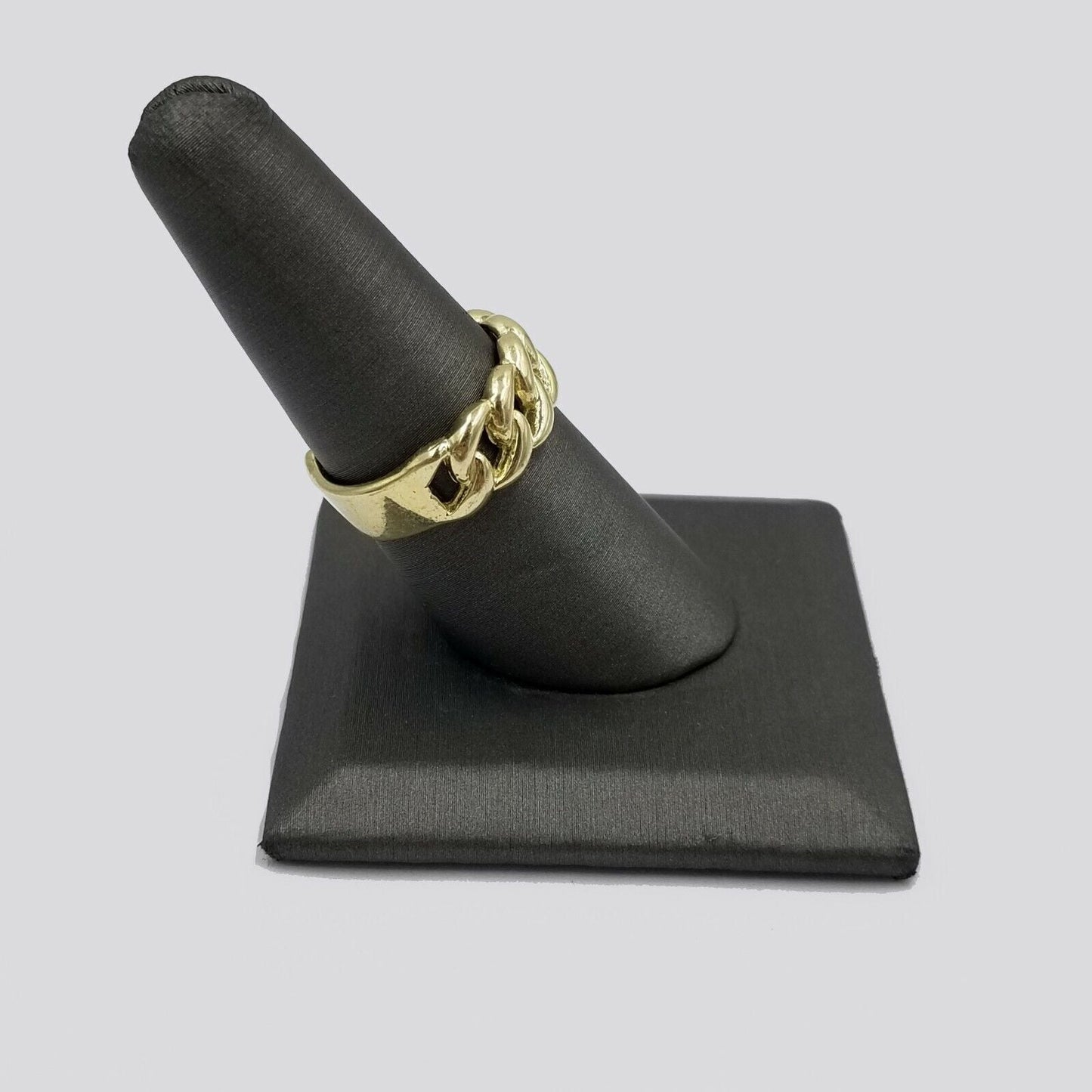 REAL 10K Yellow Gold Miami Cuban Ring Band Style Sizable Rings Men Women Pinky - Reva Jeweler