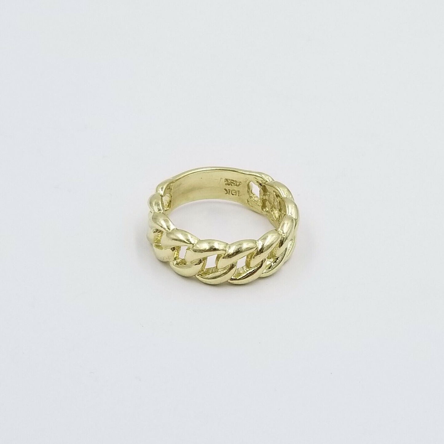 REAL 10K Yellow Gold Miami Cuban Ring Band Style Sizable Rings Men Women Pinky - Reva Jeweler