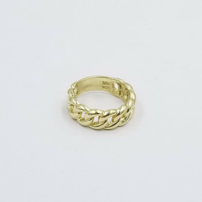 REAL 10K Yellow Gold Miami Cuban Ring Band Style Sizable Rings Men Women Pinky - Reva Jeweler