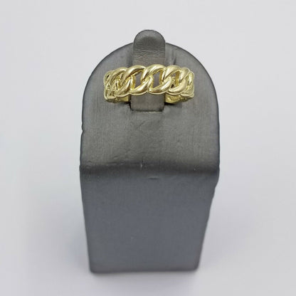REAL 10K Yellow Gold Miami Cuban Ring Band Style Sizable Rings Men Women Pinky - Reva Jeweler