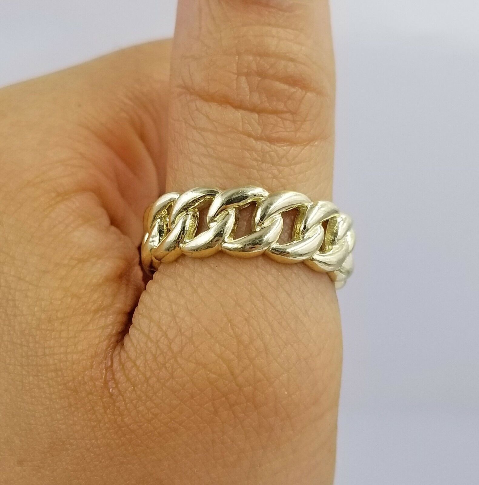 REAL 10K Yellow Gold Miami Cuban Ring Band Style Sizable Rings Men Women Pinky - Reva Jeweler