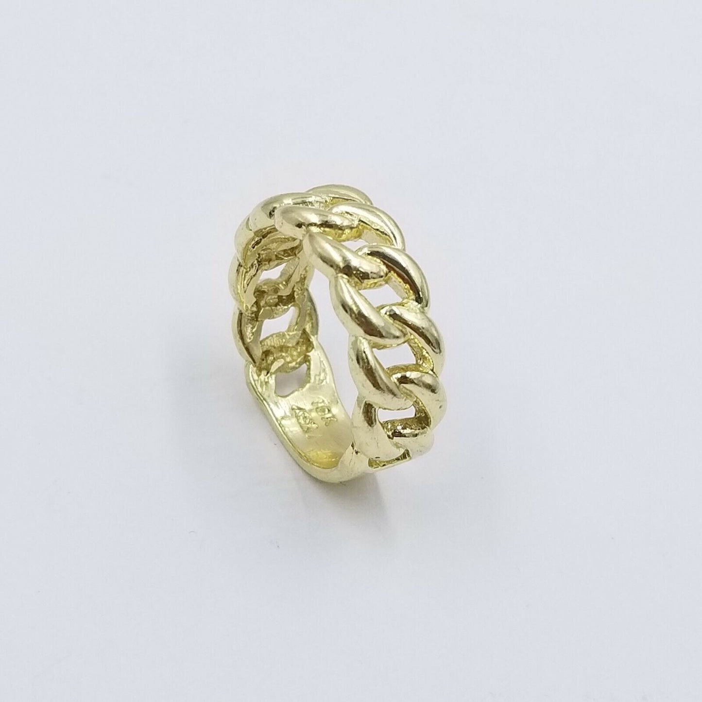 REAL 10K Yellow Gold Miami Cuban Ring Band Style Sizable Rings Men Women Pinky - Reva Jeweler