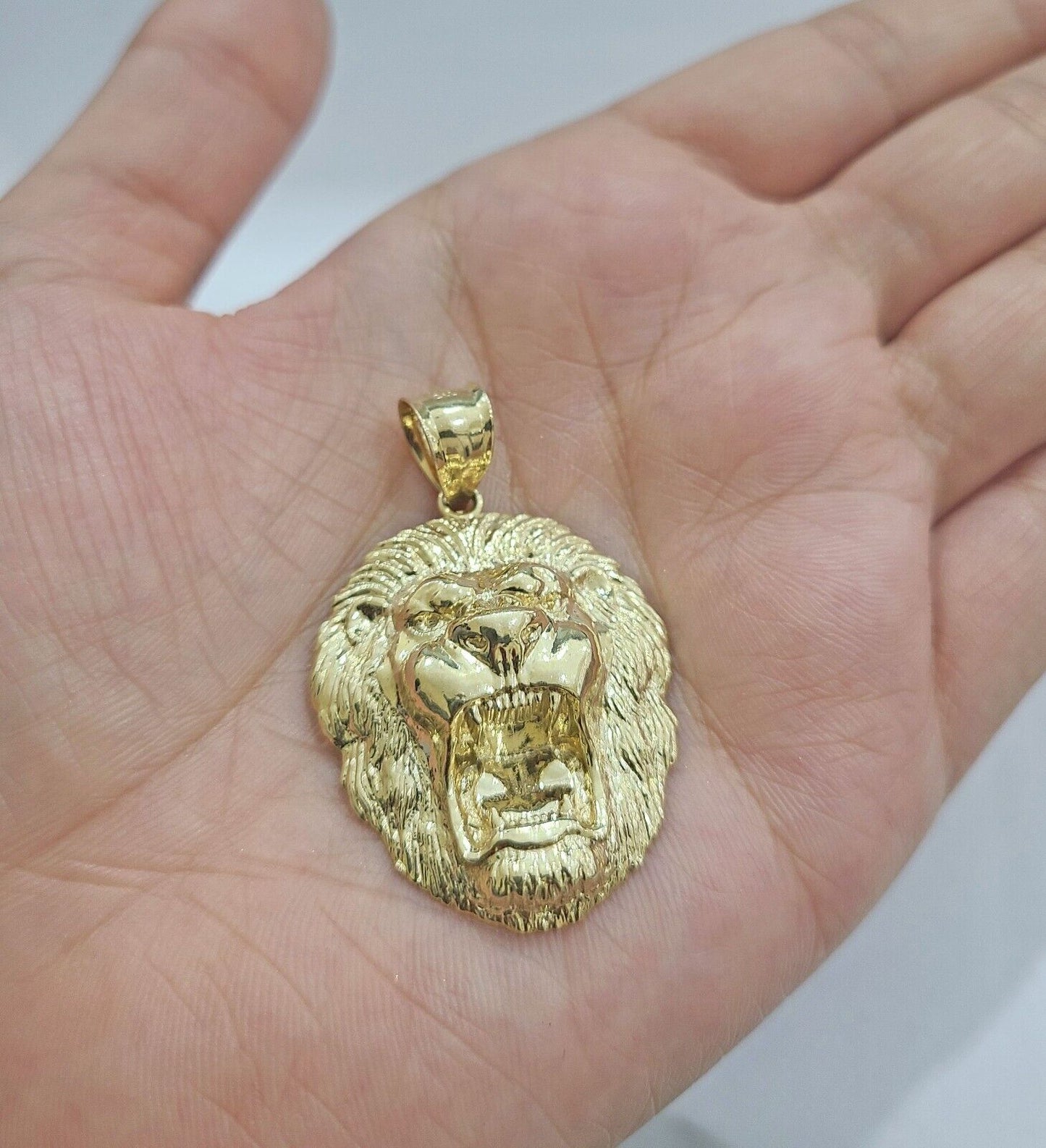 Real 10k Yellow Gold Milano Rope Chain 26'' Necklace Lion Head charm pendant - GoldenlinQ