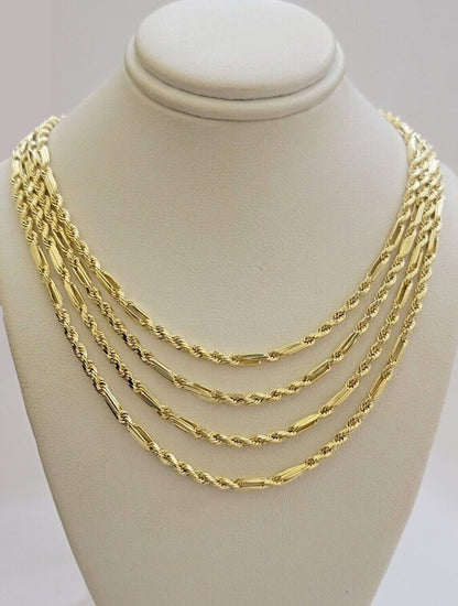 Real 10k Yellow Gold Milano Rope Chain Necklace 18" - 24"Inches 3mm 10kt Men Women - Reva Jeweler