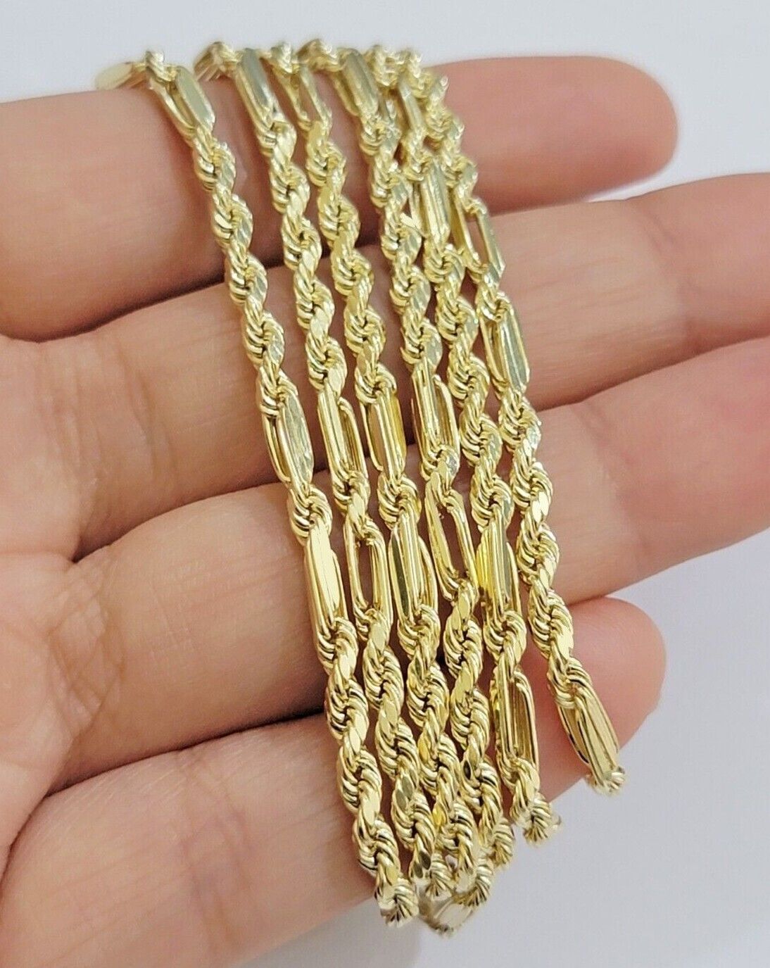 Real 10k Yellow Gold Milano Rope Chain Necklace 18" - 24"Inches 3mm 10kt Men Women - Reva Jeweler