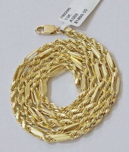 Real 10k Yellow Gold Milano Rope Chain Necklace 18" - 24"Inches 3mm 10kt Men Women - Reva Jeweler