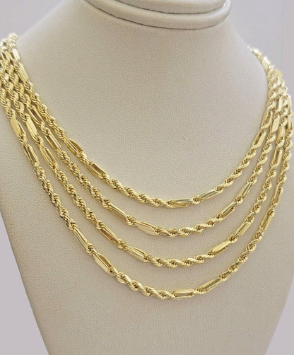 Real 10k Yellow Gold Milano Rope Chain Necklace 18" - 24"Inches 3mm 10kt Men Women - Reva Jeweler