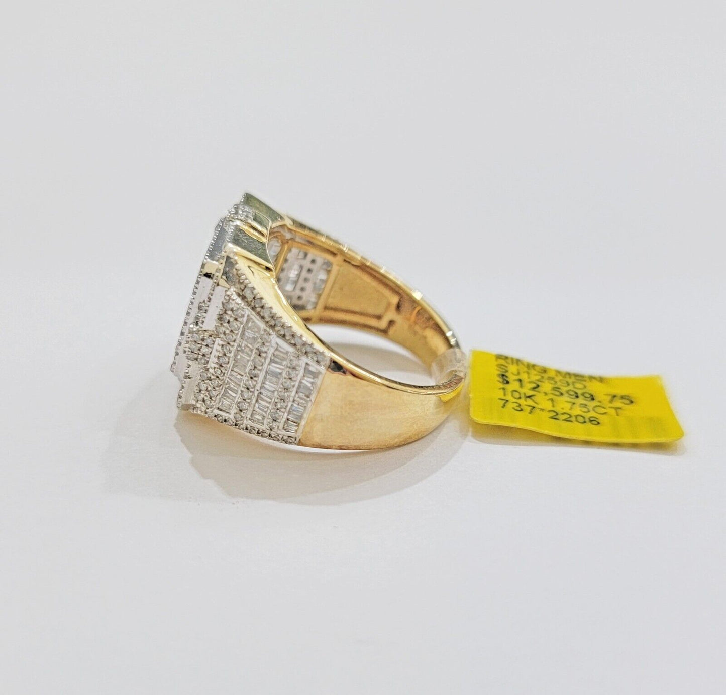 Real 10k Yellow Gold Natural Diamond Men Ring Round Baguette Dia Style Free Ship - Reva Jeweler