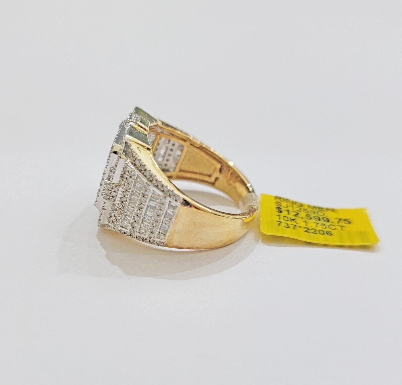 Real 10k Yellow Gold Natural Diamond Men Ring Round Baguette Dia Style Free Ship - Reva Jeweler