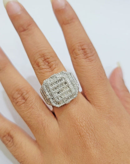 Real 10k Yellow Gold Natural Diamond Men Ring Round Baguette Dia Style Free Ship - Reva Jeweler