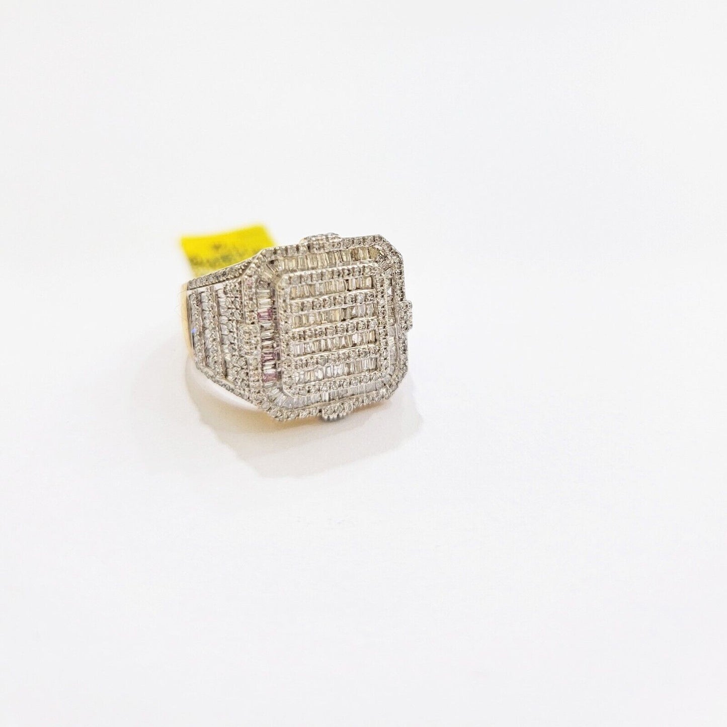 Real 10k Yellow Gold Natural Diamond Men Ring Round Baguette Dia Style Free Ship - Reva Jeweler