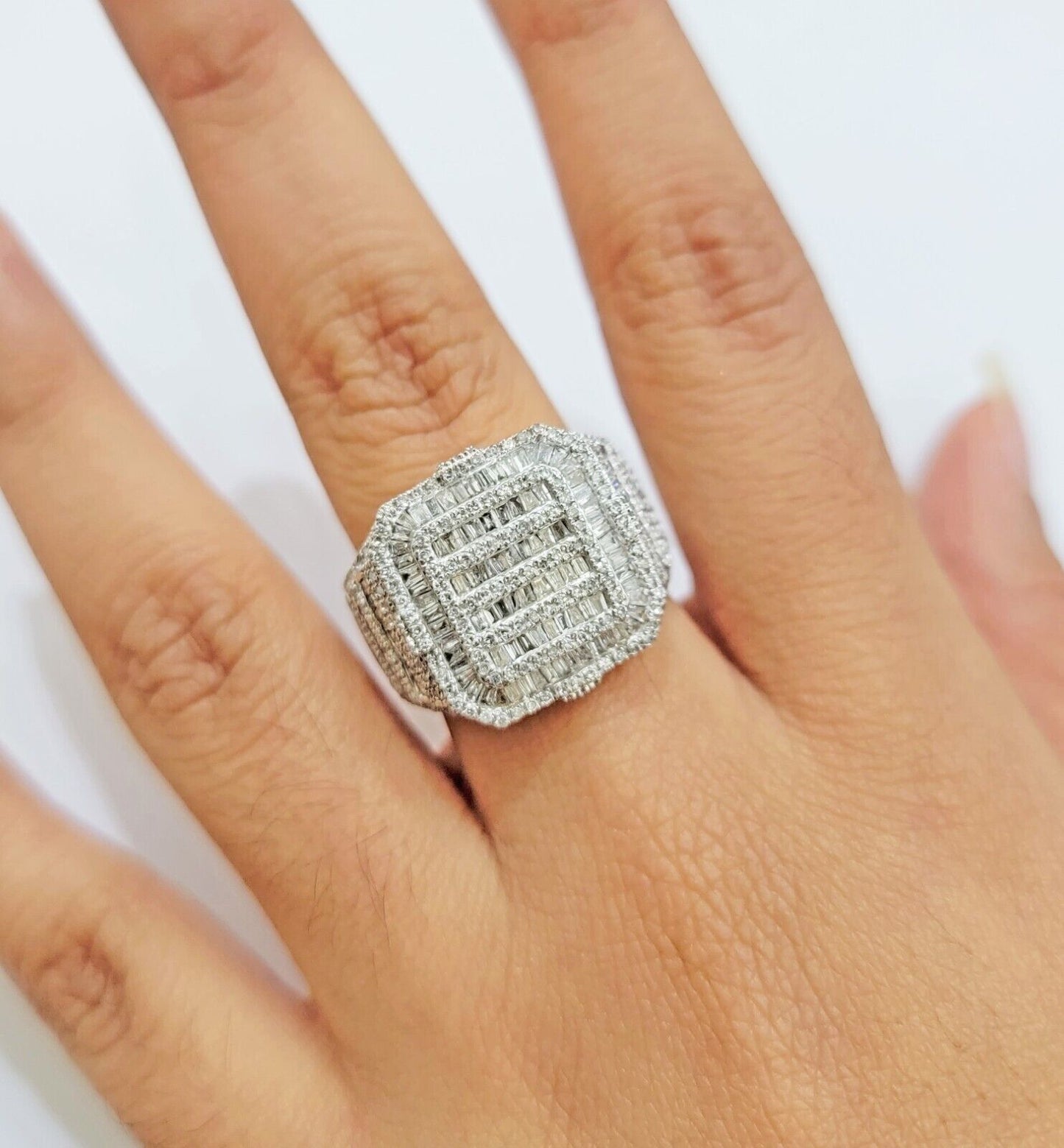 Real 10k Yellow Gold Natural Diamond Men Ring Round Baguette Dia Style Free Ship - Reva Jeweler