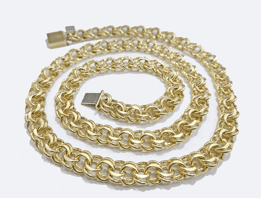 Real 10k Yellow Gold Necklace 10mm Chino Chain 26'' inches Unisex - GoldenlinQ