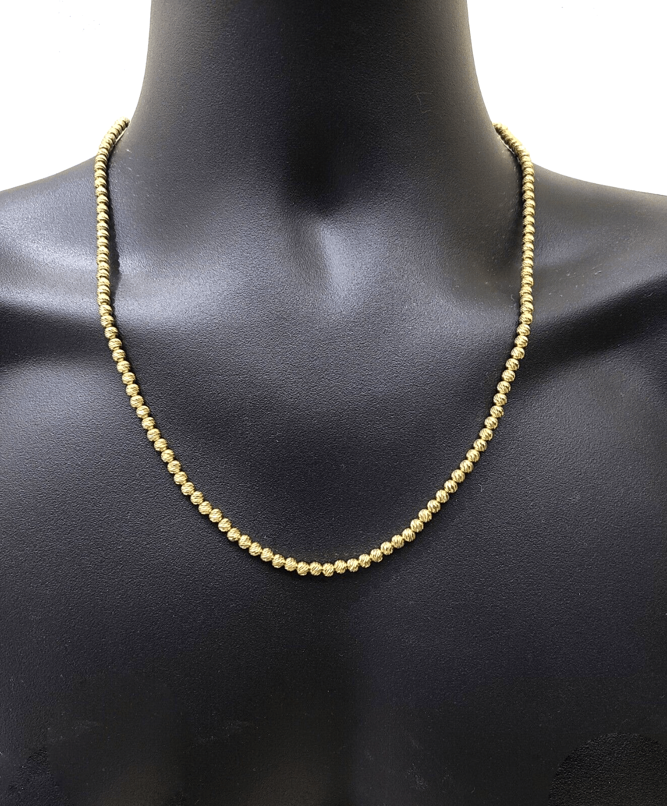 Real 10k Yellow Gold Necklace 4mm Moon Cut Chain 22'' inches Unisex - Reva Jeweler