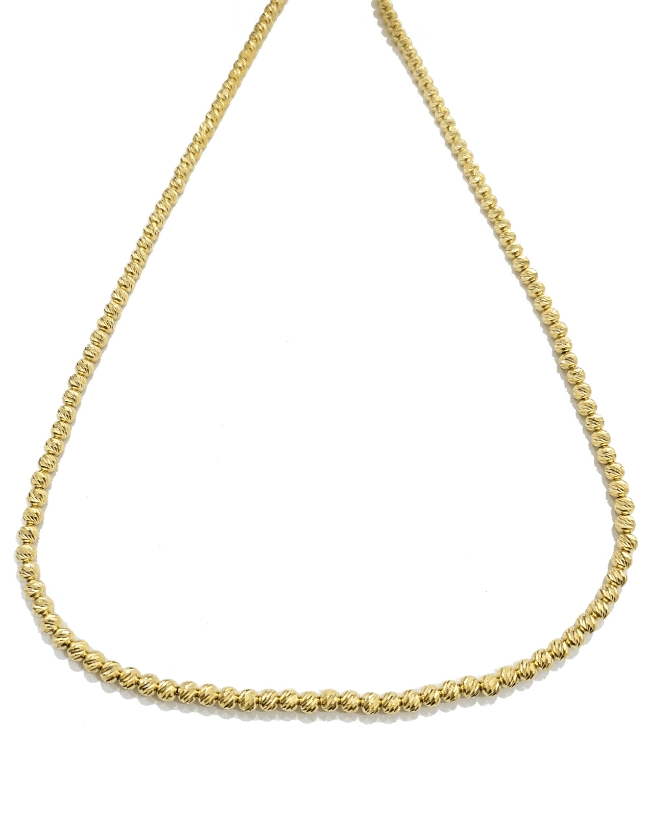 Real 10k Yellow Gold Necklace 4mm Moon Cut Chain 22'' inches Unisex - Reva Jeweler