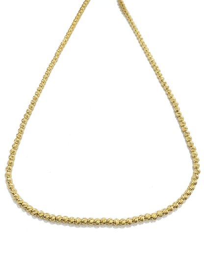 Real 10k Yellow Gold Necklace 4mm Moon Cut Chain 22'' inches Unisex - Reva Jeweler