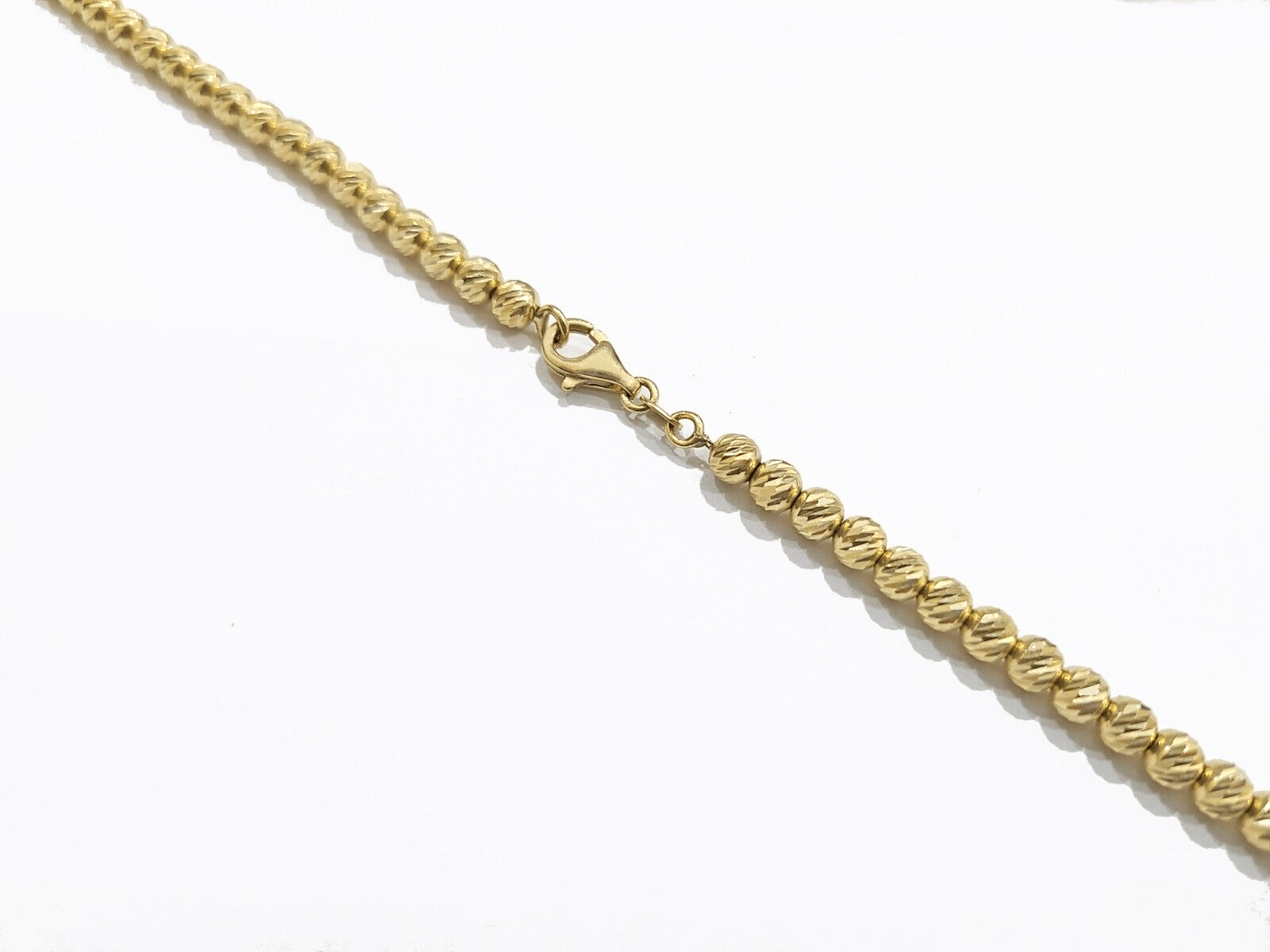 Real 10k Yellow Gold Necklace 4mm Moon Cut Chain 22'' inches Unisex - Reva Jeweler