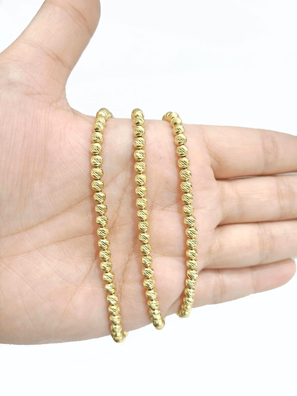 Real 10k Yellow Gold Necklace 4mm Moon Cut Chain 22'' inches Unisex - Reva Jeweler